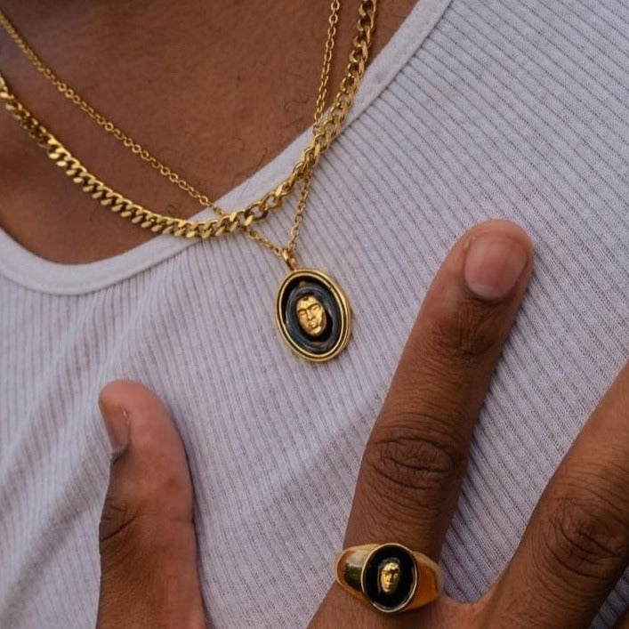 DROWNING (GOLD) PENDANT+ CHAIN - 18K Gold Plating