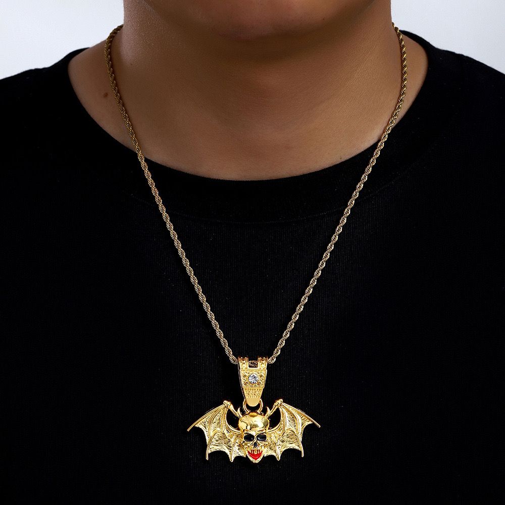 CROSS SKULL BAT PENDANT (CLEAR) main image 0