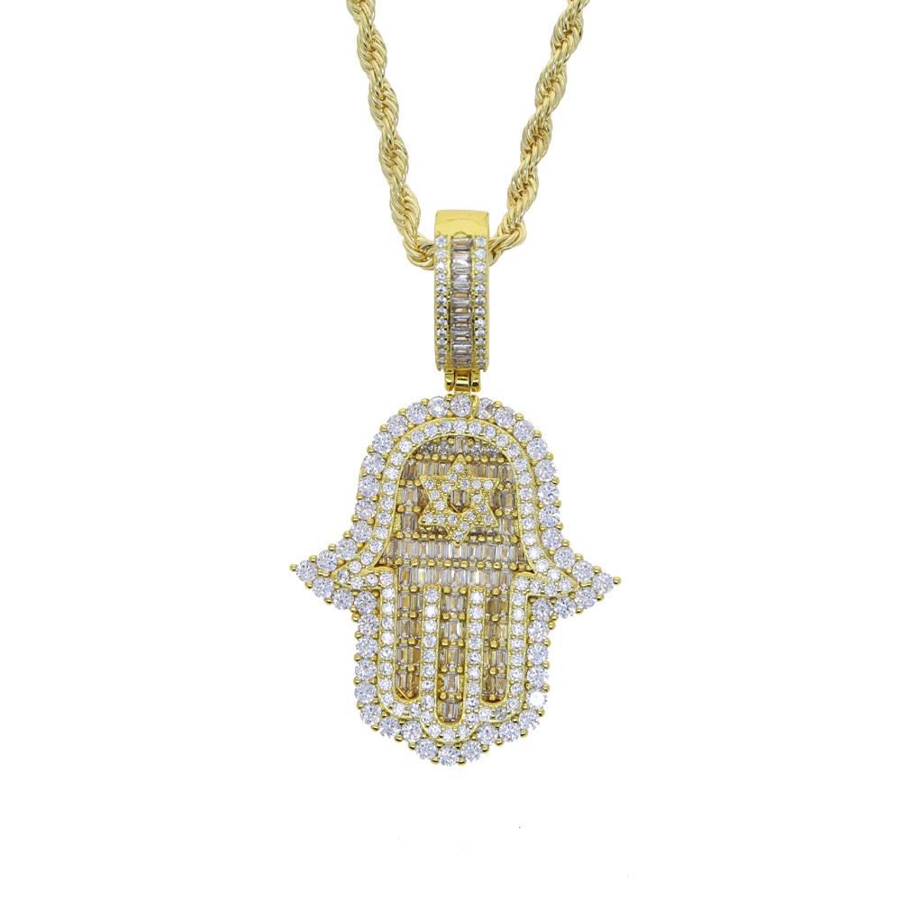 Zirconia Divine Hamsa ( Pendant + Chain )