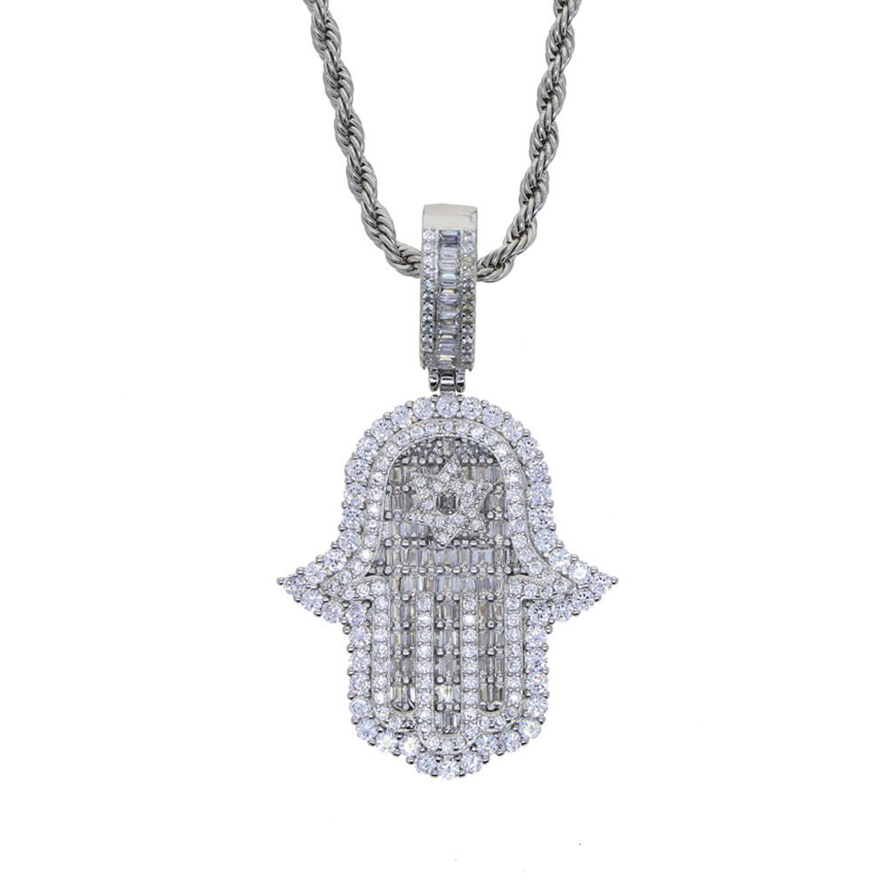 Zirconia Divine Hamsa ( Pendant + Chain )