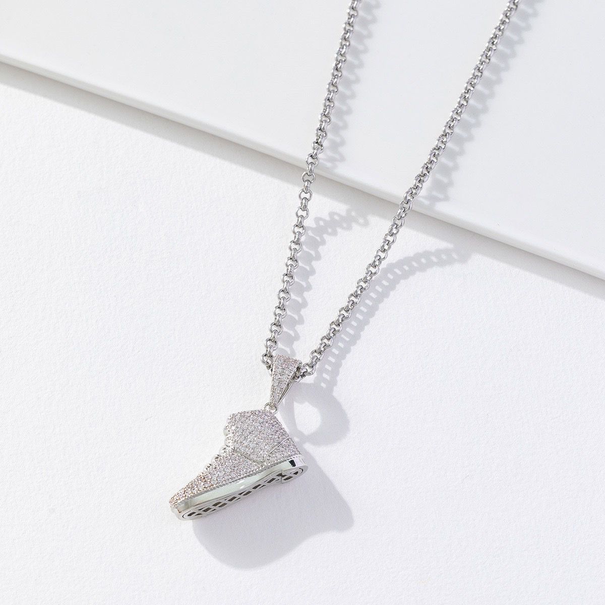 Zirconia Luxury Titanium Shoe (Pendant + Chain) - 18K Gold Plating