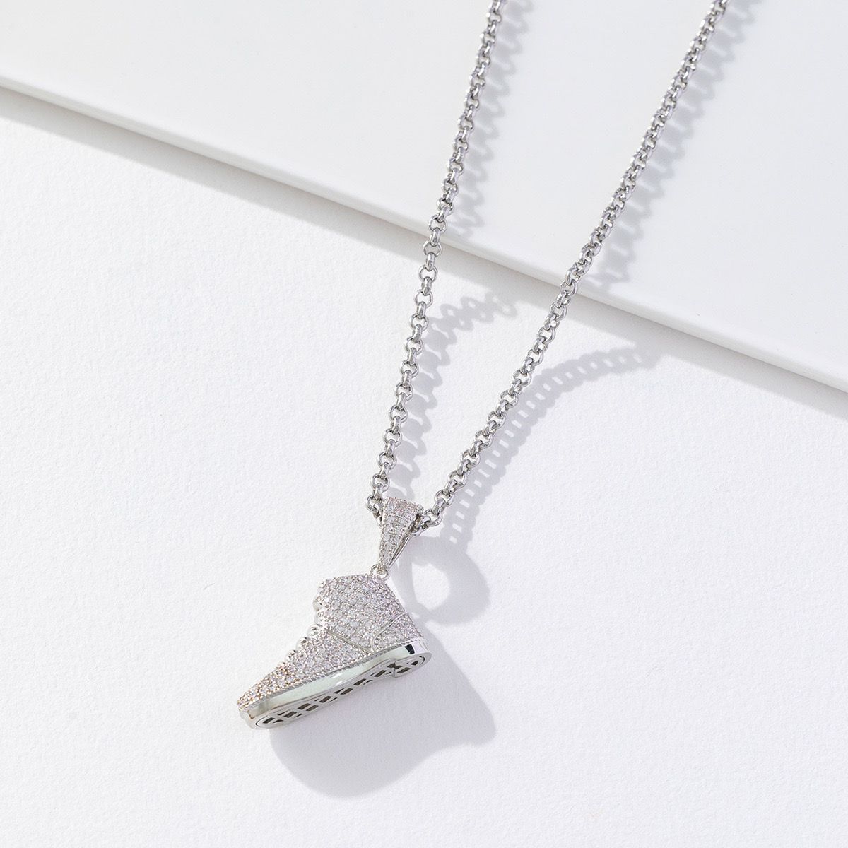 Zirconia Luxury Titanium Shoe (Pendant + Chain) - 18K Gold Plating