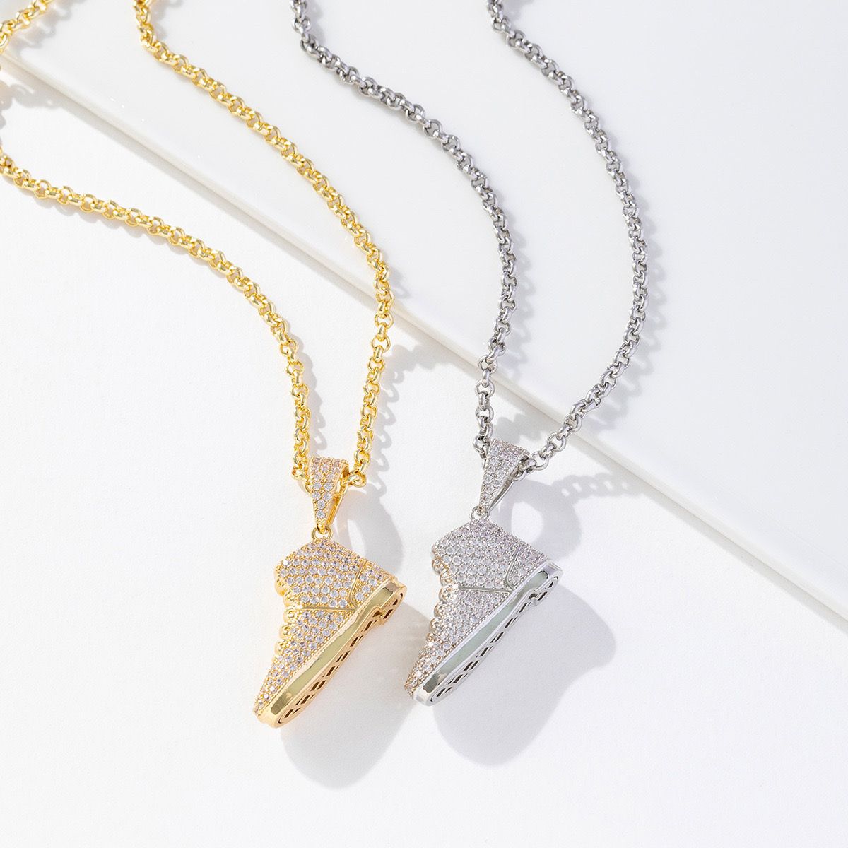 Zirconia Luxury Titanium Shoe (Pendant + Chain) - 18K Gold Plating