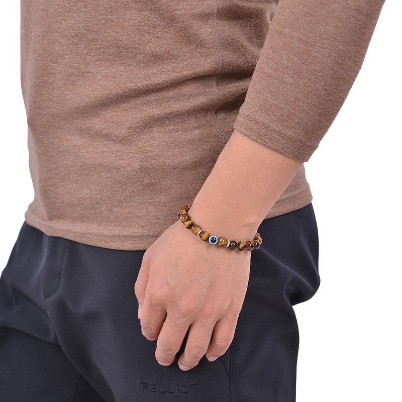 Evil Eye Natural Stone Bead Bracelet