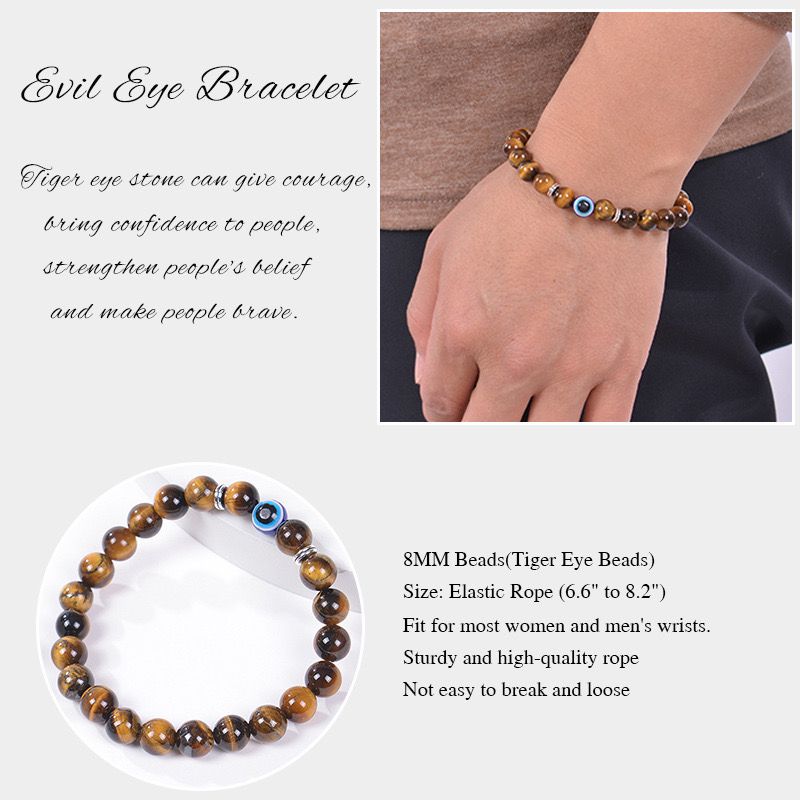 Evil Eye Natural Stone Bead Bracelet