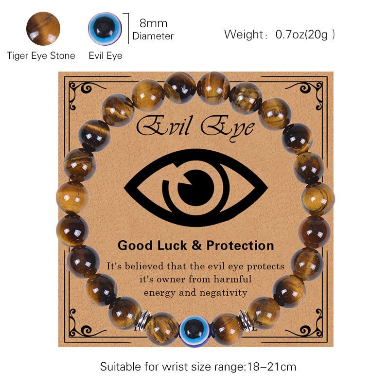 Evil Eye Natural Stone Bead Bracelet