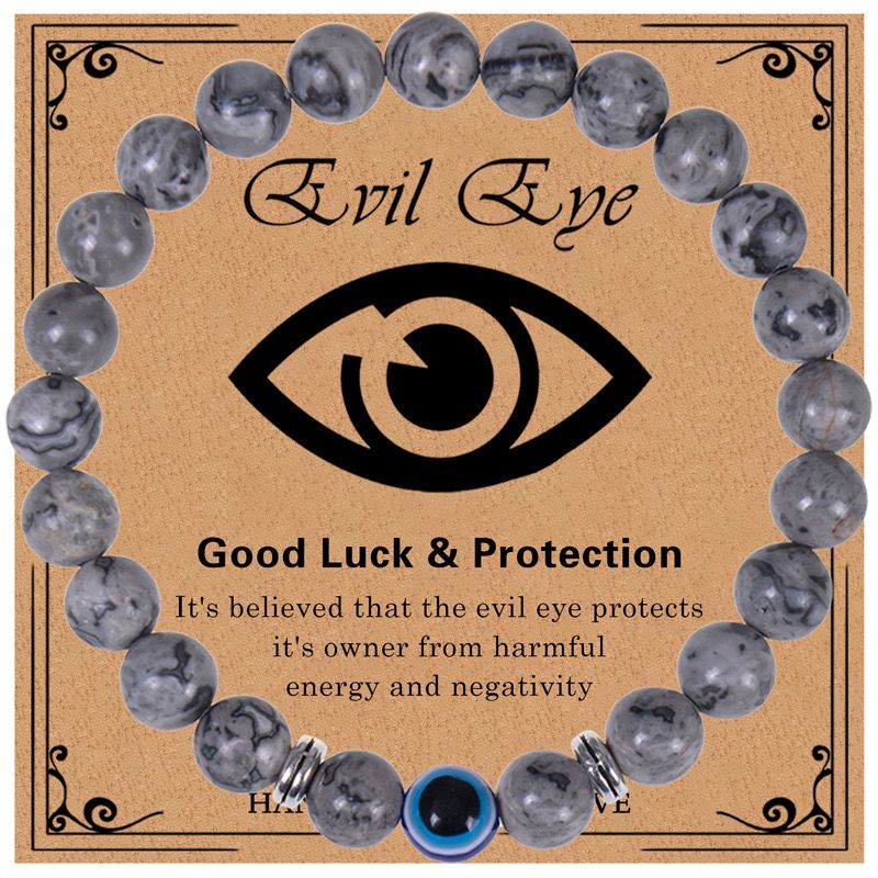 Evil Eye Natural Stone Bead Bracelet