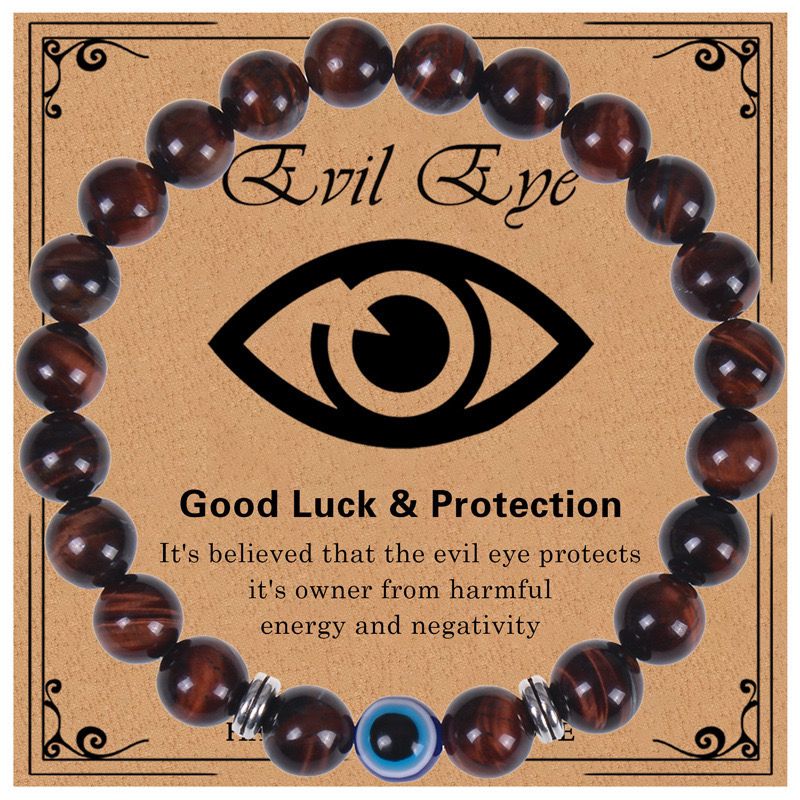 Evil Eye Natural Stone Bead Bracelet