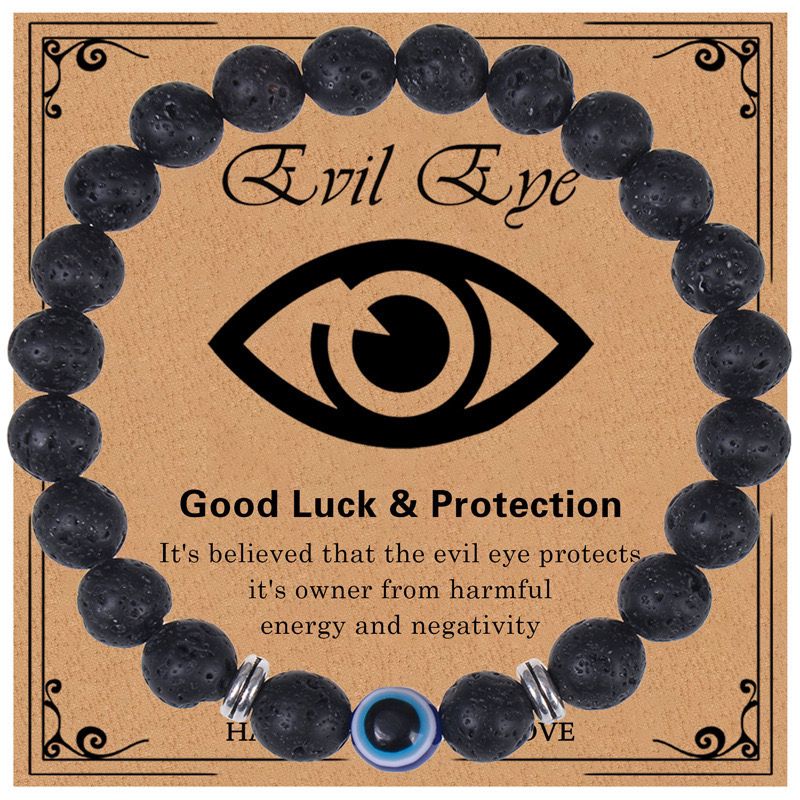 Evil Eye Natural Stone Bead Bracelet