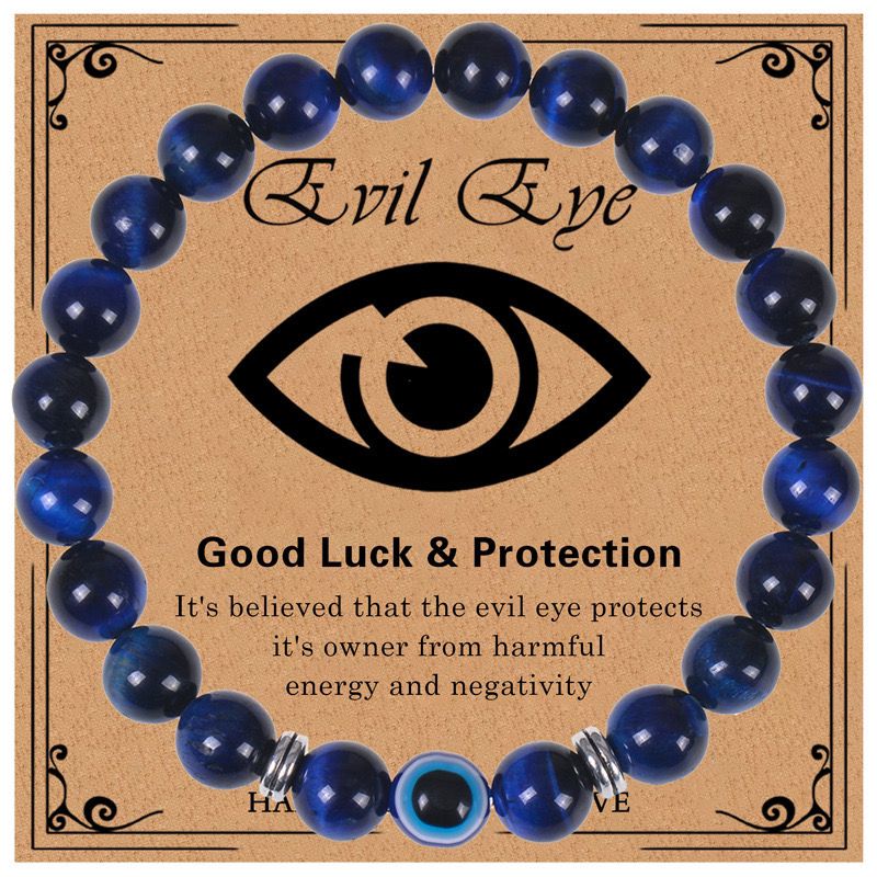 Evil Eye Natural Stone Bead Bracelet