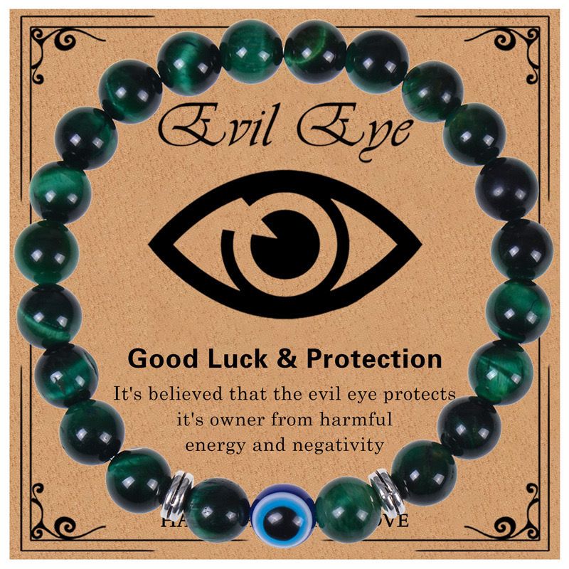 Evil Eye Natural Stone Bead Bracelet