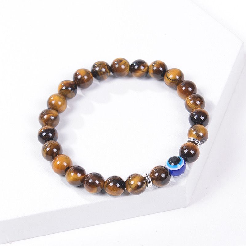Evil Eye Natural Stone Bead Bracelet