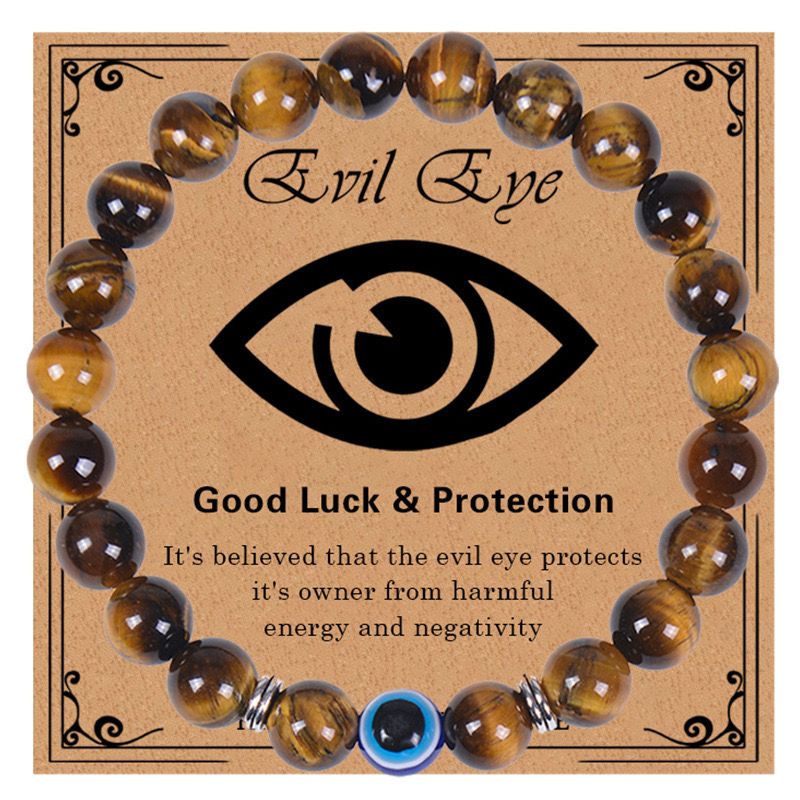 Evil Eye Natural Stone Bead Bracelet