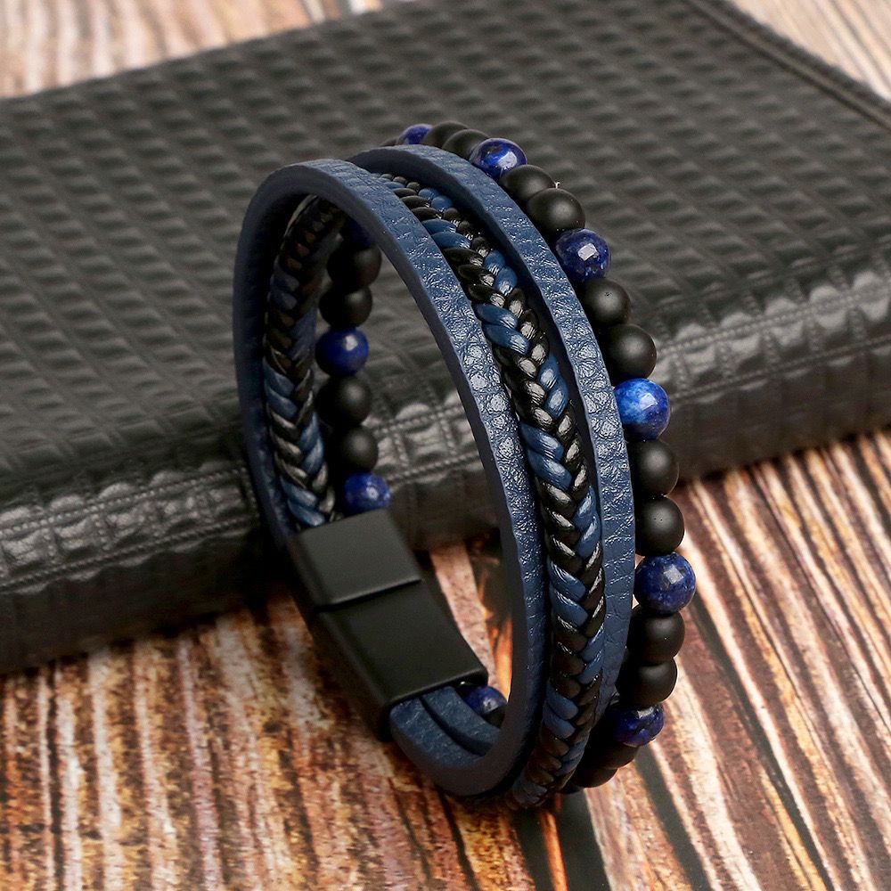 Classic Leather Bracelet With Bead