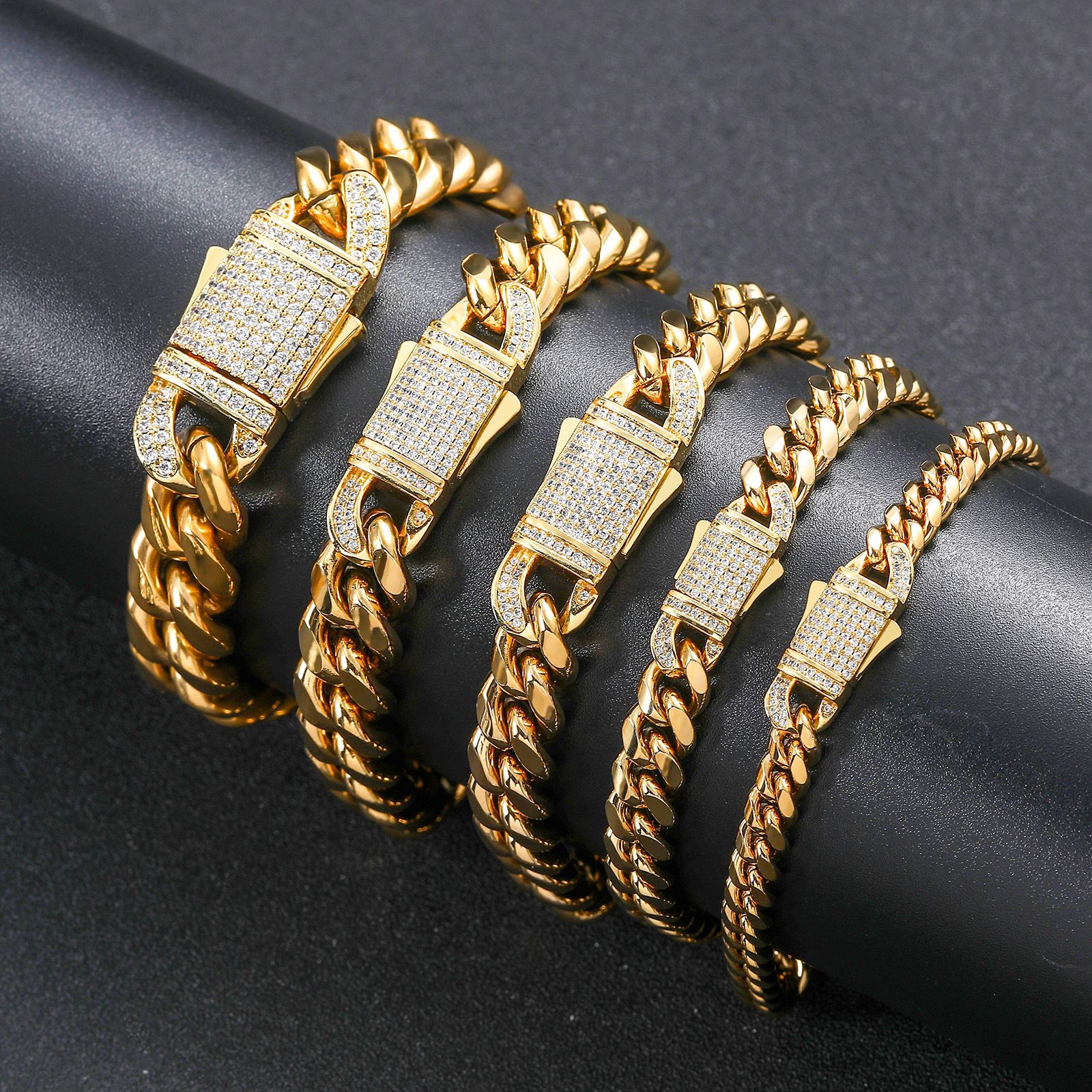 Cuban Gold Bracelet with Iced Lock - 18K Gold Plating
