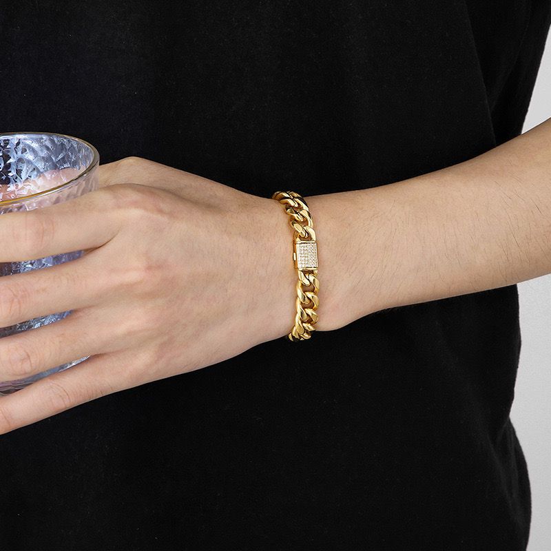 Iced Lock Cuban (Gold) Bracelet -  10 MM - 18K Gold Plating