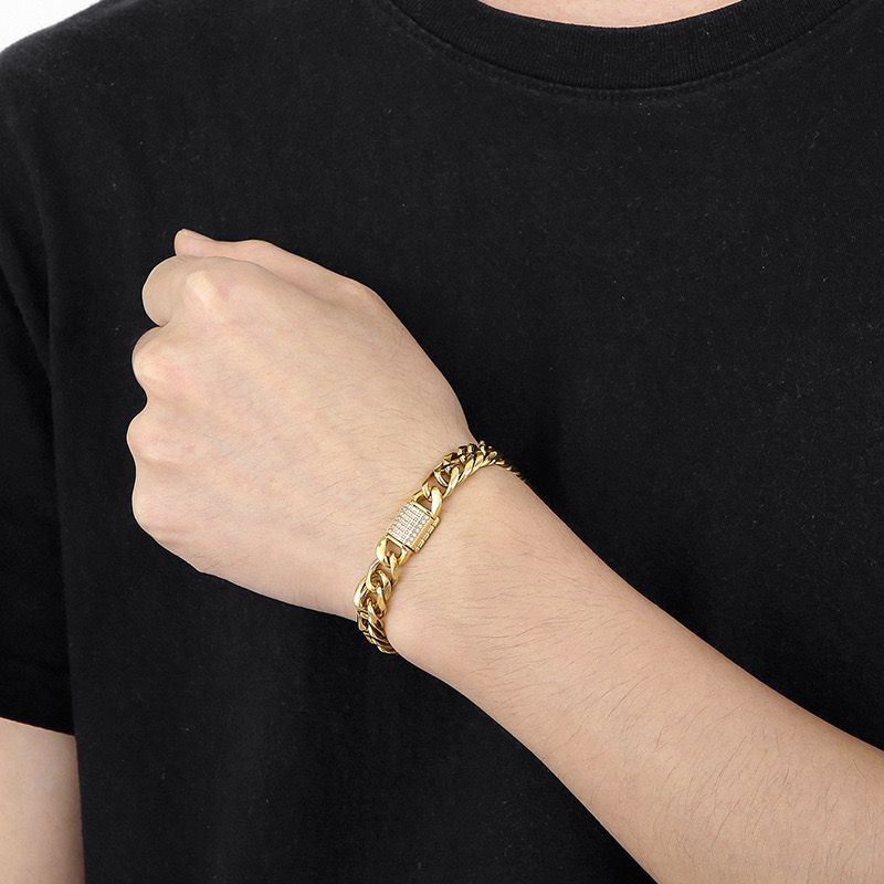 Iced Lock Cuban (Gold) Bracelet -  10 MM - 18K Gold Plating