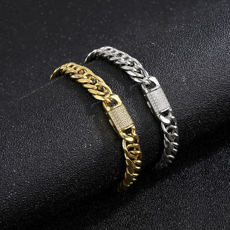 Iced Lock Cuban (Gold) Bracelet -  10 MM - 18K Gold Plating