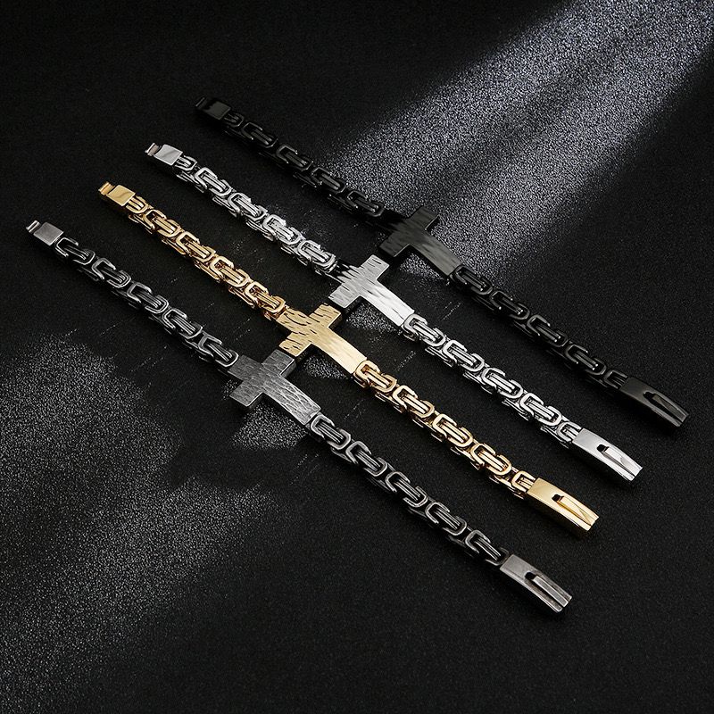 Titanium Cross Chain Bracelet