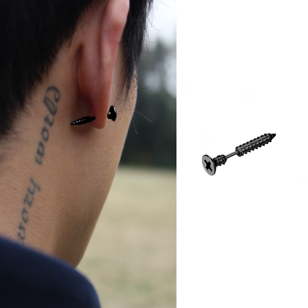 Screw-Inspired Men's Earring