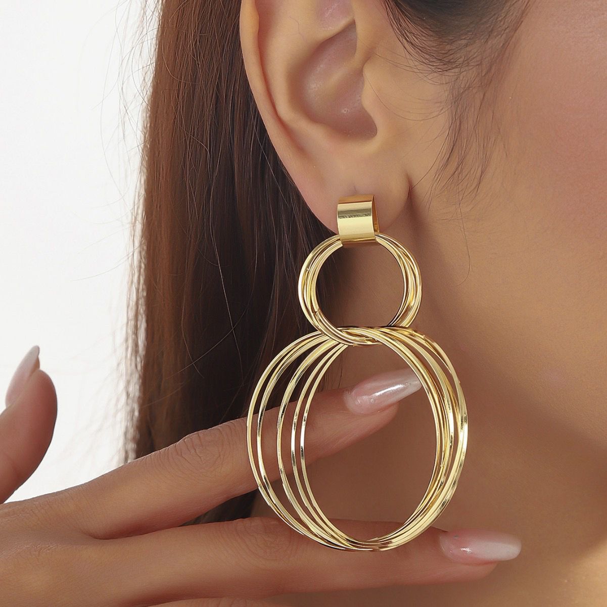 Stacked Rings Statement Earrings