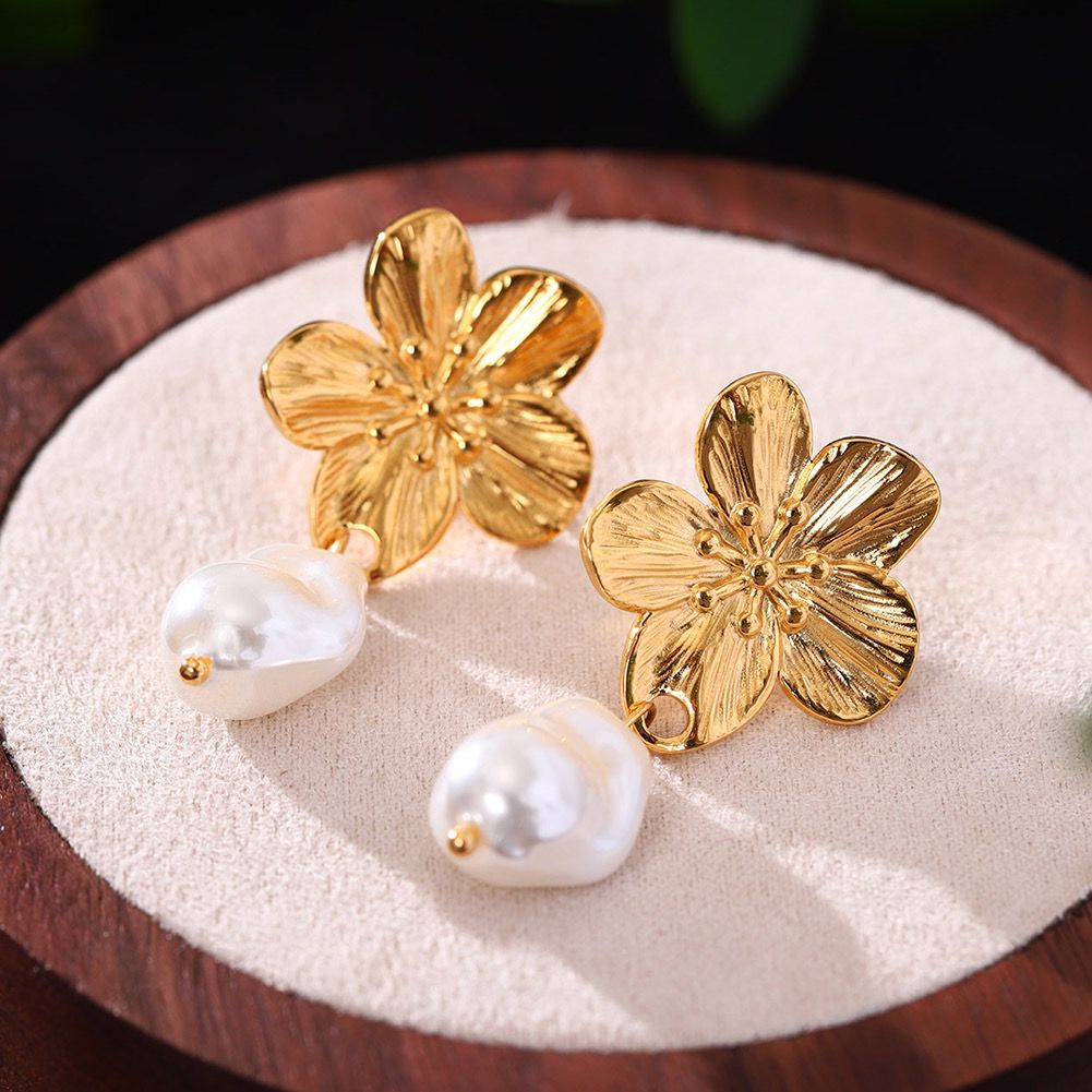 Pearl Blossom Drop Earrings