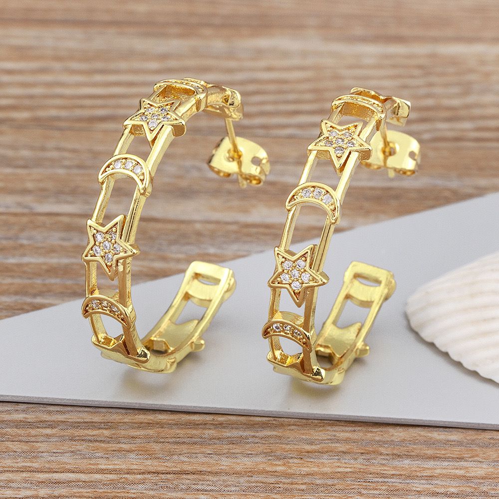 Stellar Moon Earrings (18K Gold Plating)