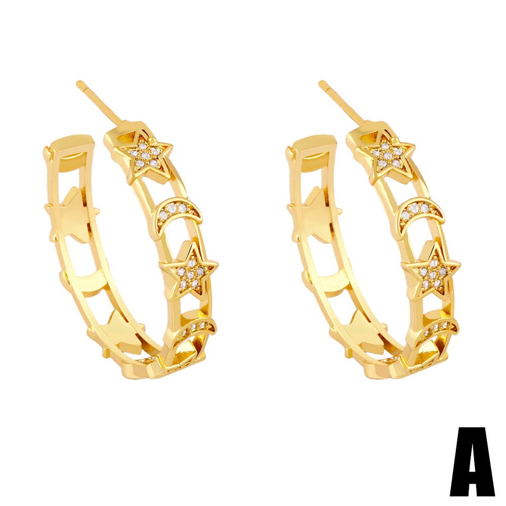 Stellar Moon Earrings (18K Gold Plating)