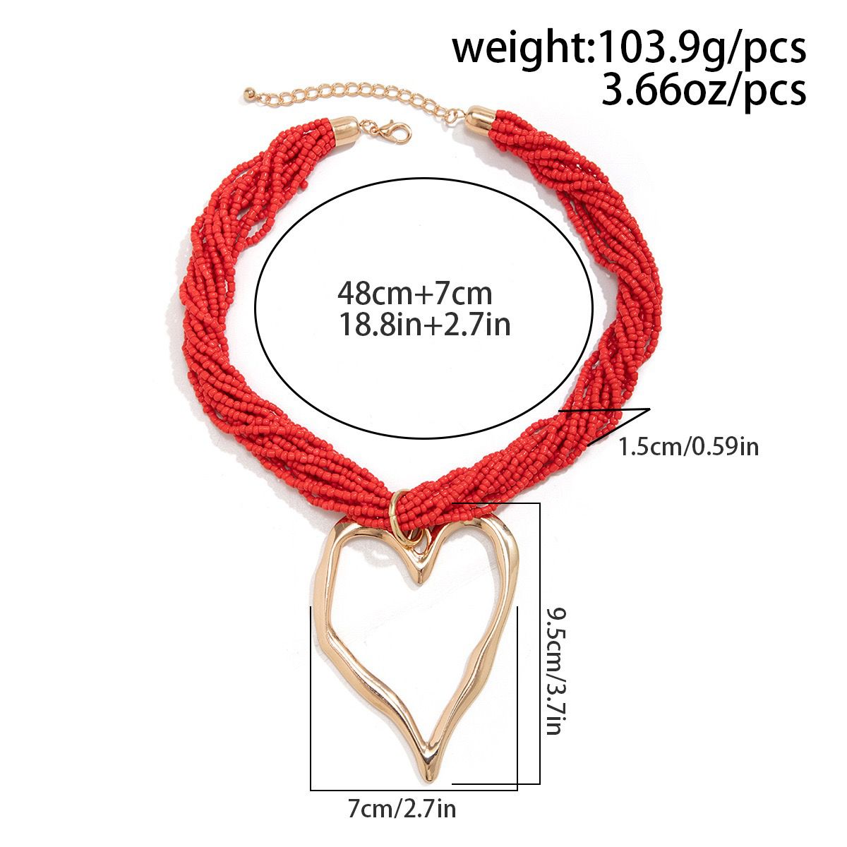 Beaded Heart Pendant Necklace