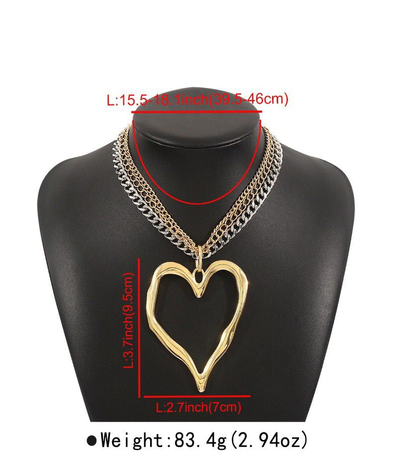Large Heart Chain Necklace