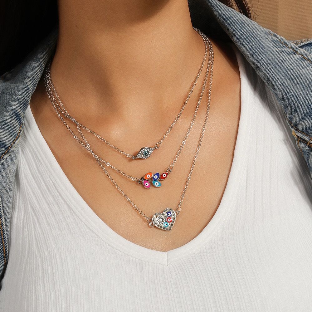Layered Evil Eye Charm Necklace