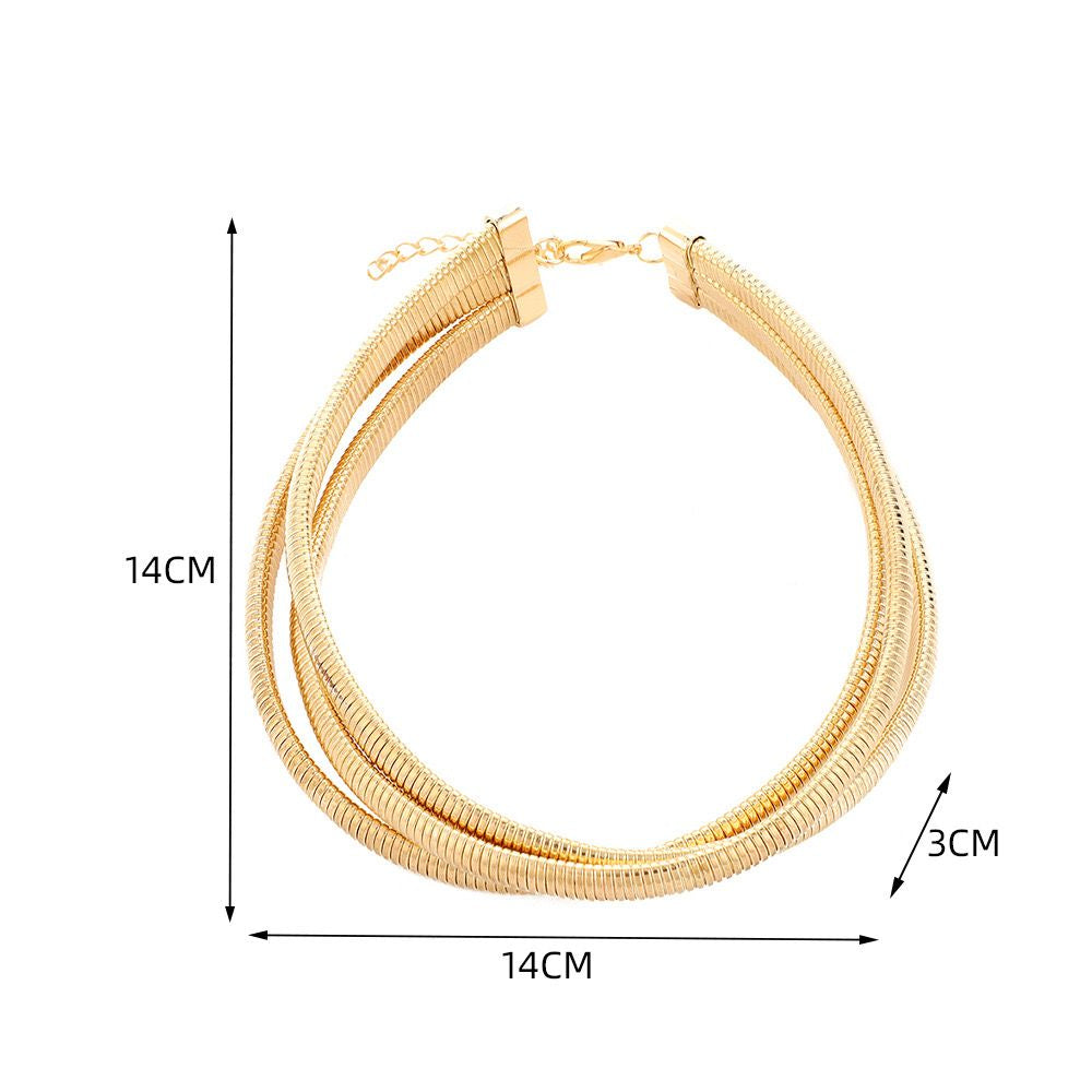Three-Layer Chain Choker Necklace