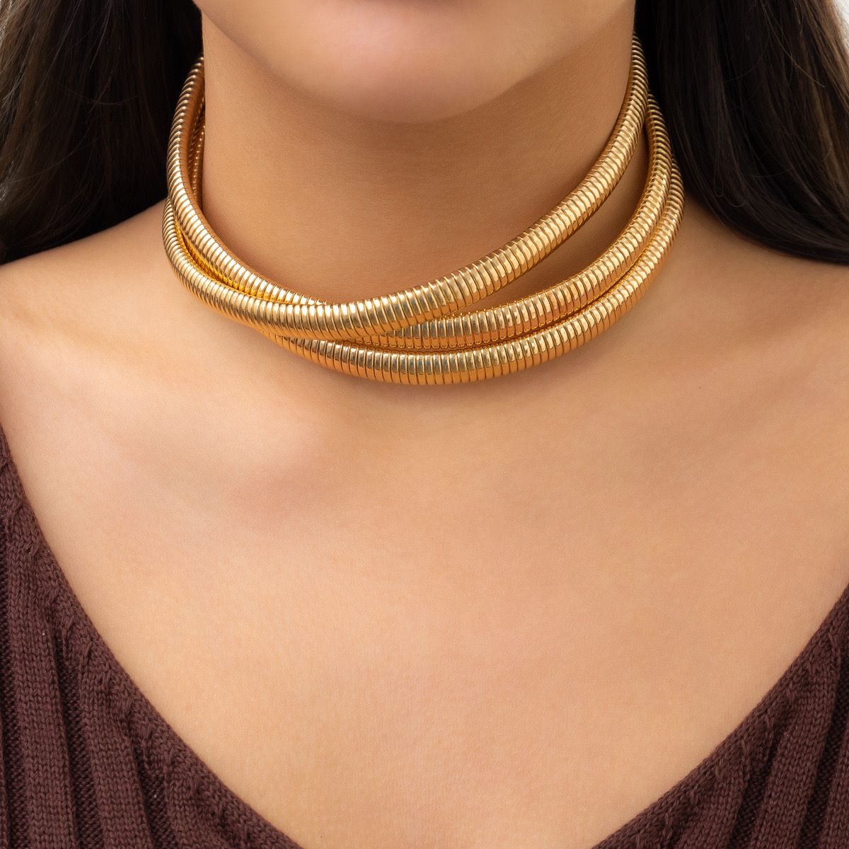 Three-Layer Chain Choker Necklace