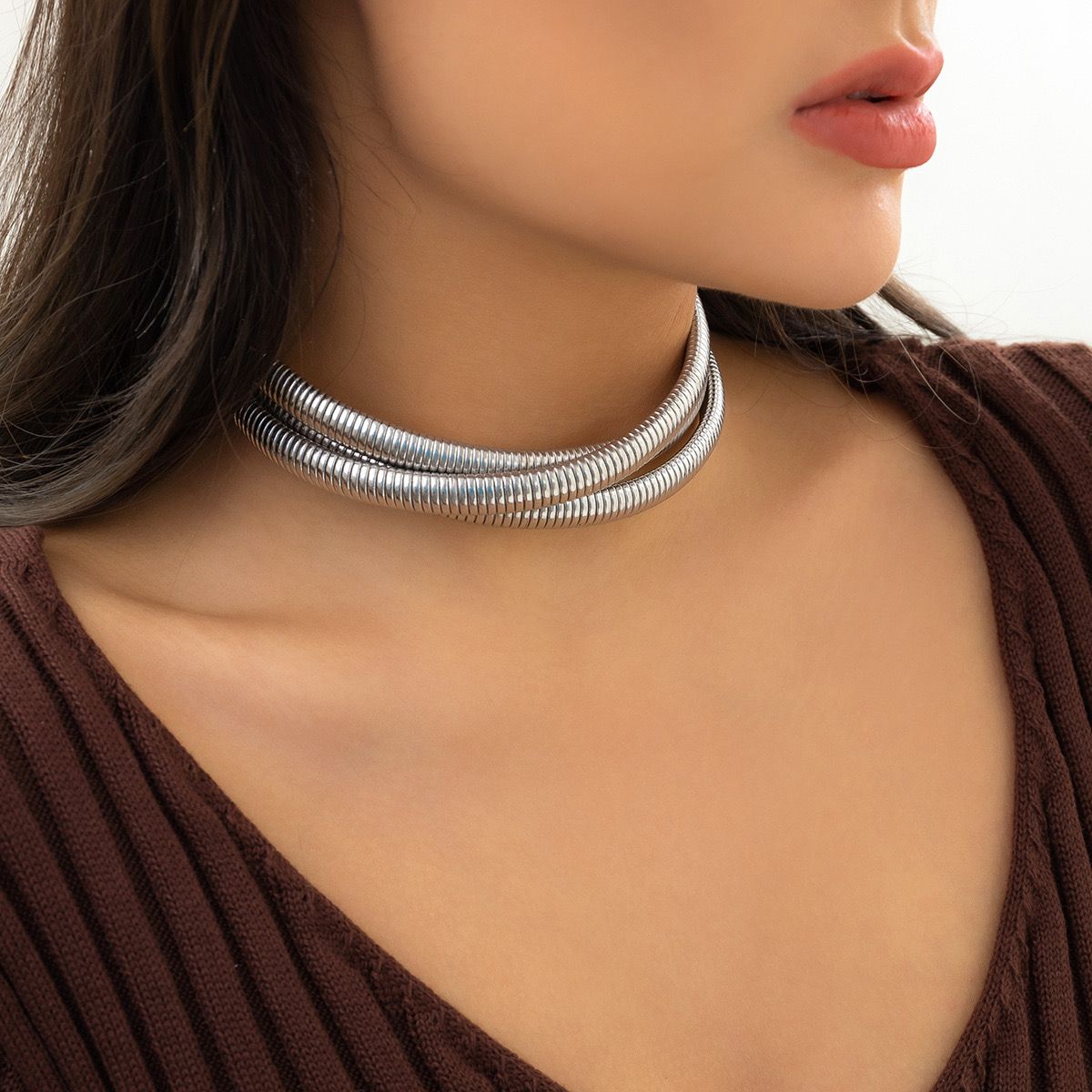 Three-Layer Chain Choker Necklace