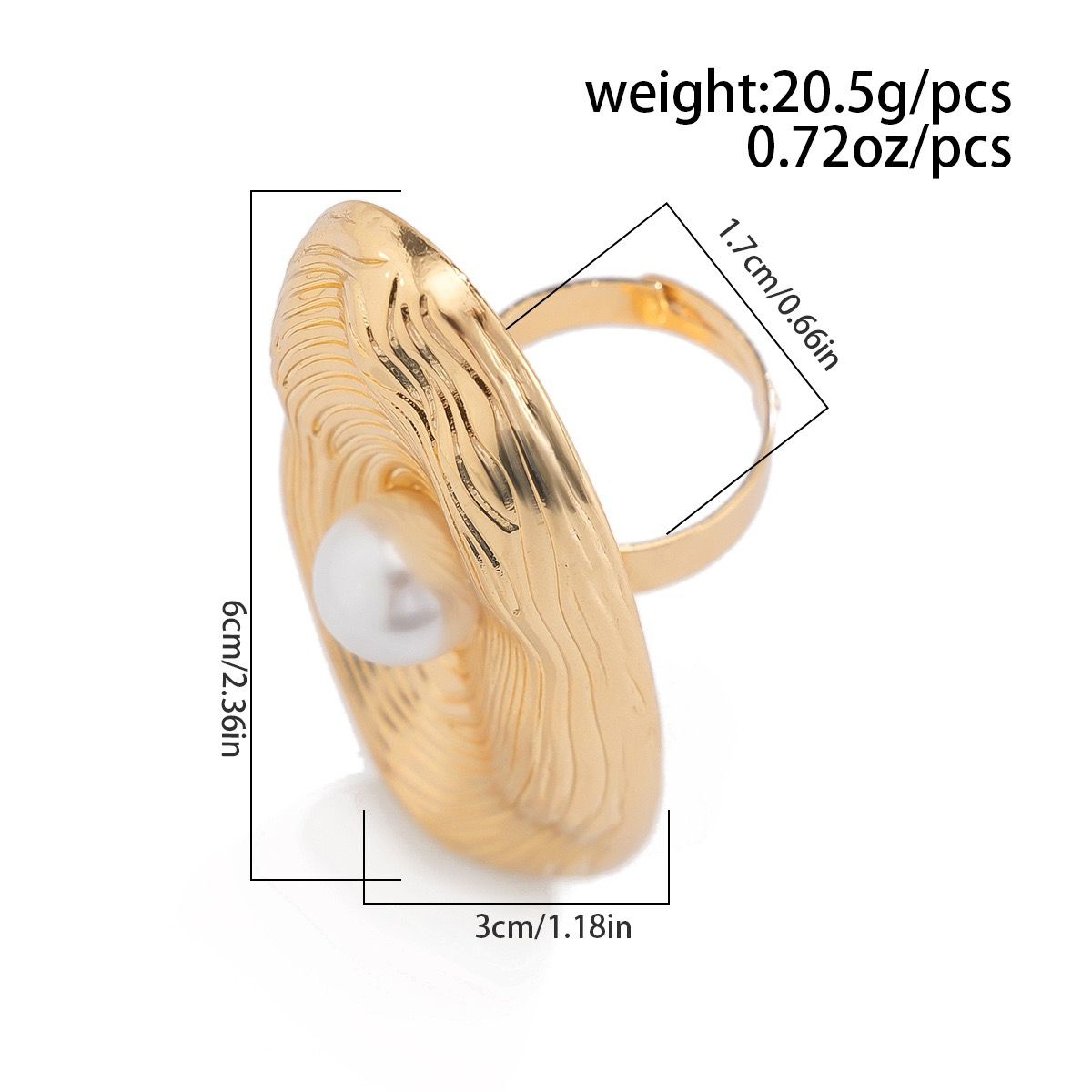 Bold Oval Pearl Metal Ring