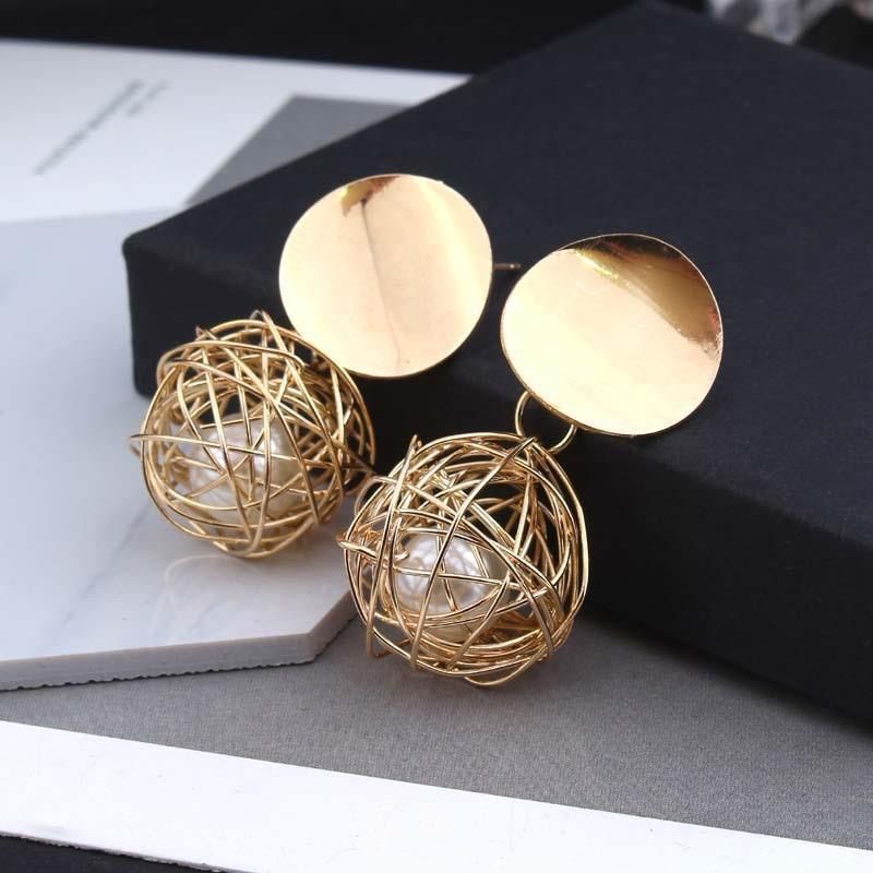 Pearl Cage Drop Earrings