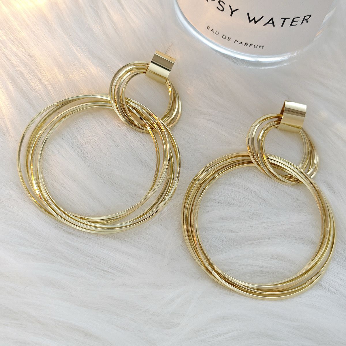 Stacked Rings Statement Earrings