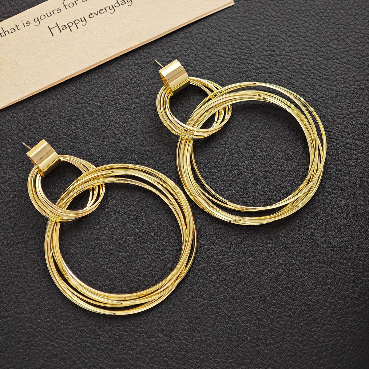 Stacked Rings Statement Earrings
