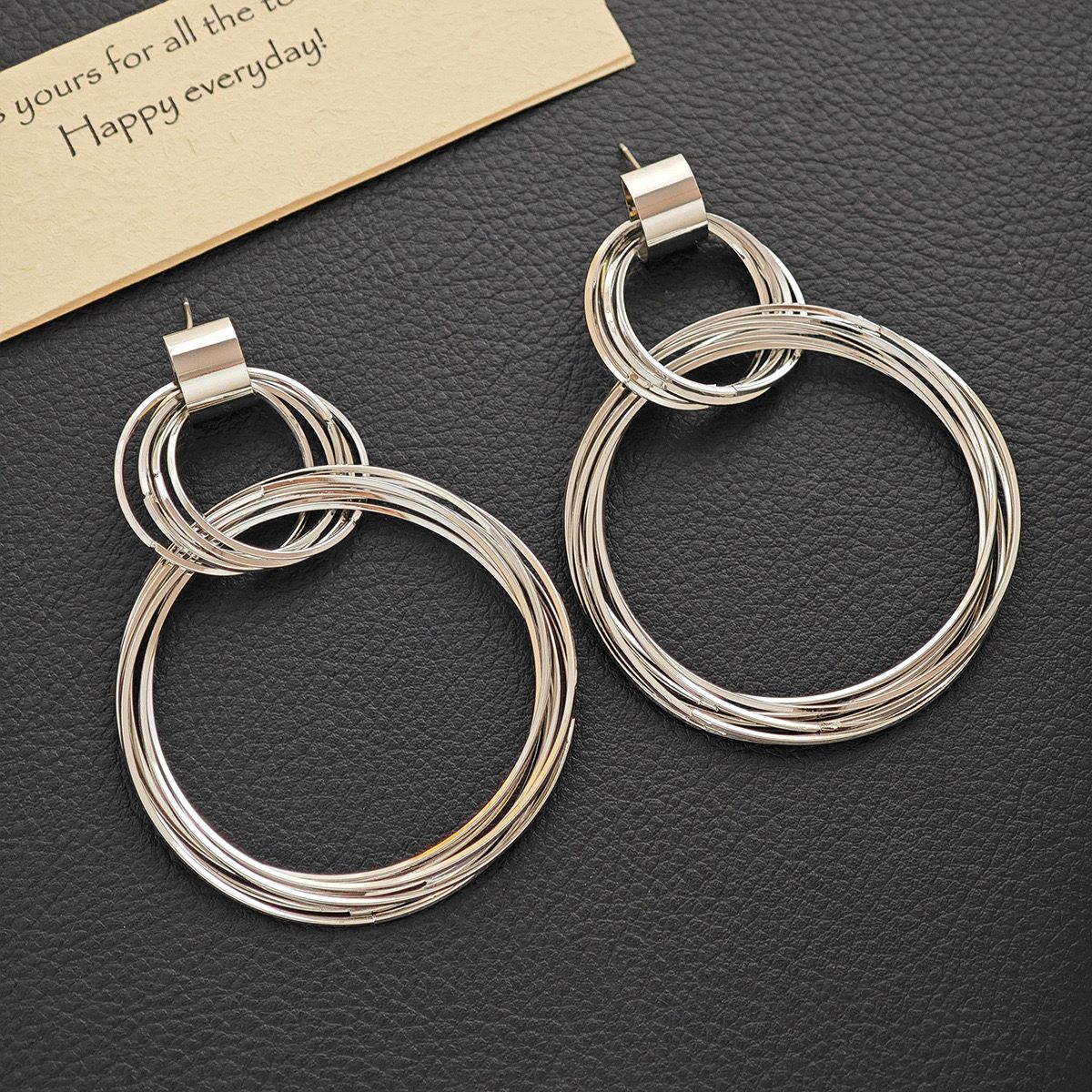 Stacked Rings Statement Earrings