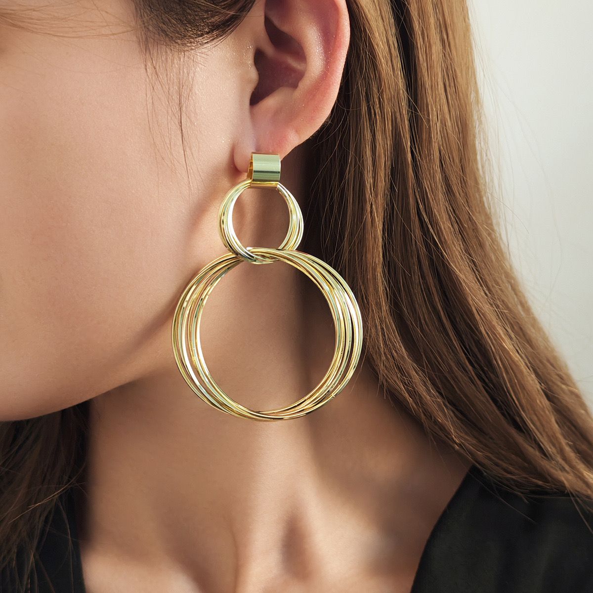 Stacked Rings Statement Earrings