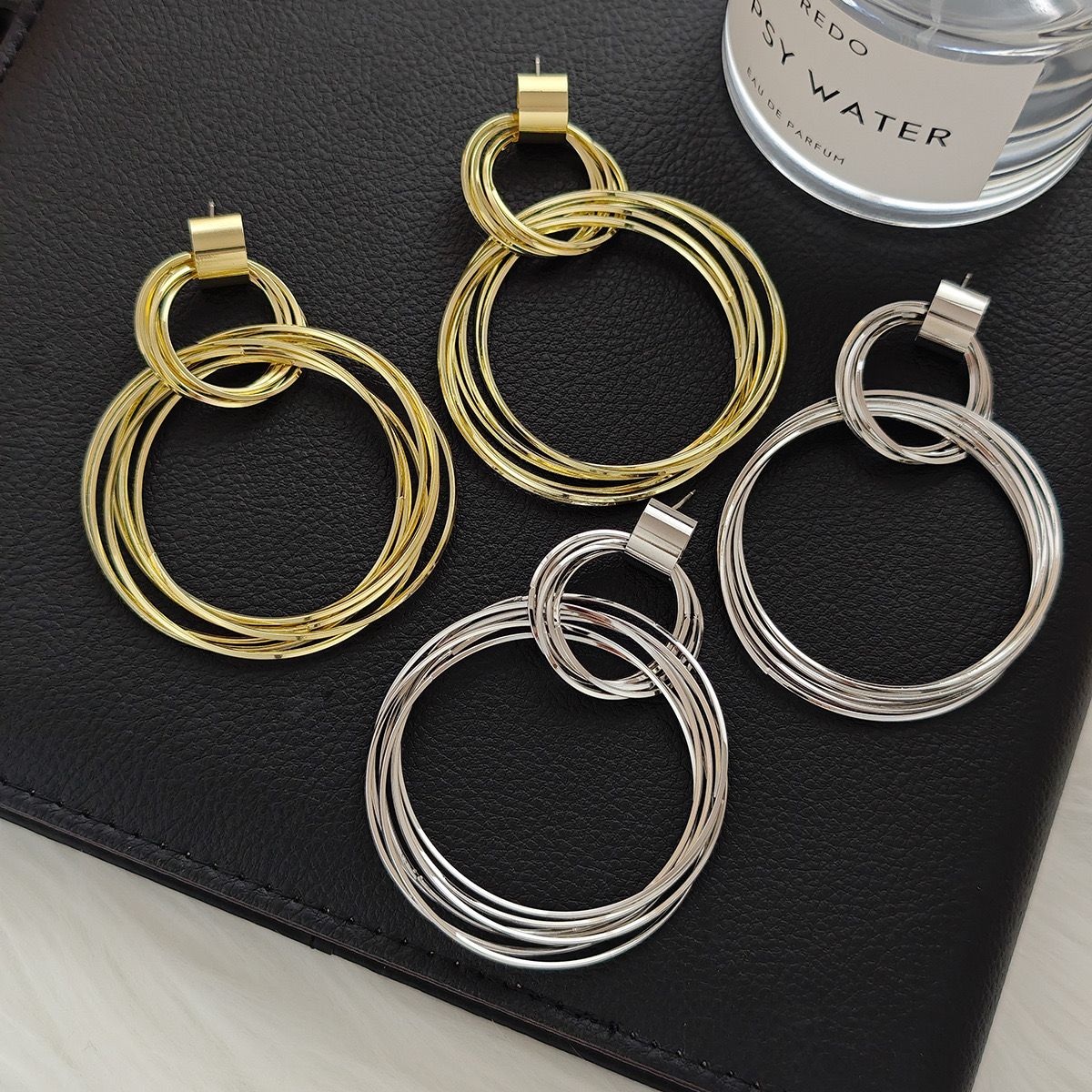 Stacked Rings Statement Earrings