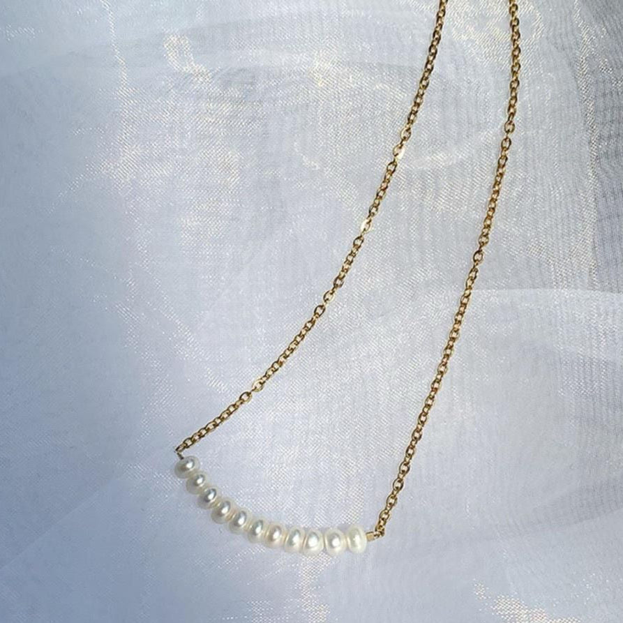 Petite Pearl Bead Necklace - 18K Gold Plated
