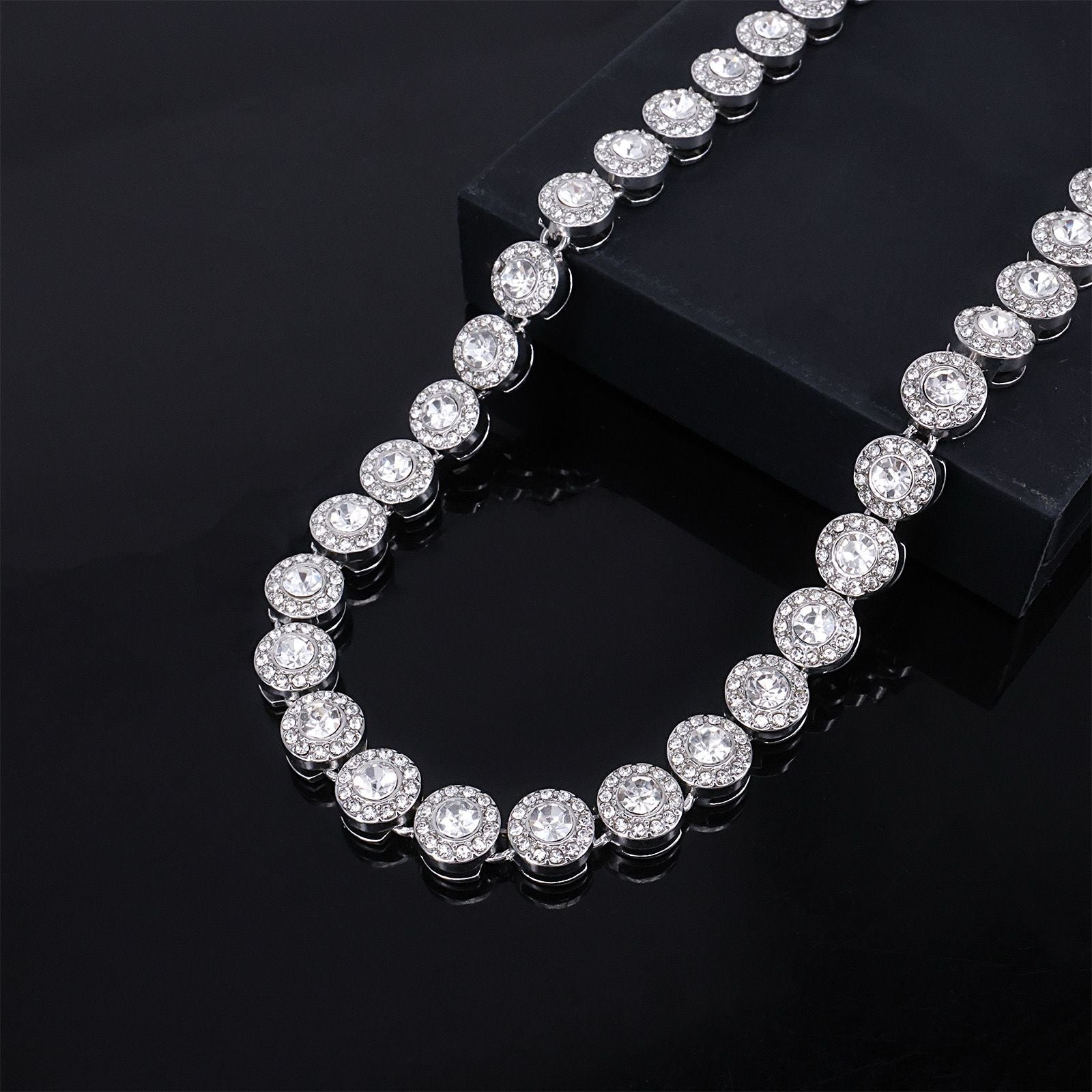 Diamond Round Mens Zirconia Necklace
