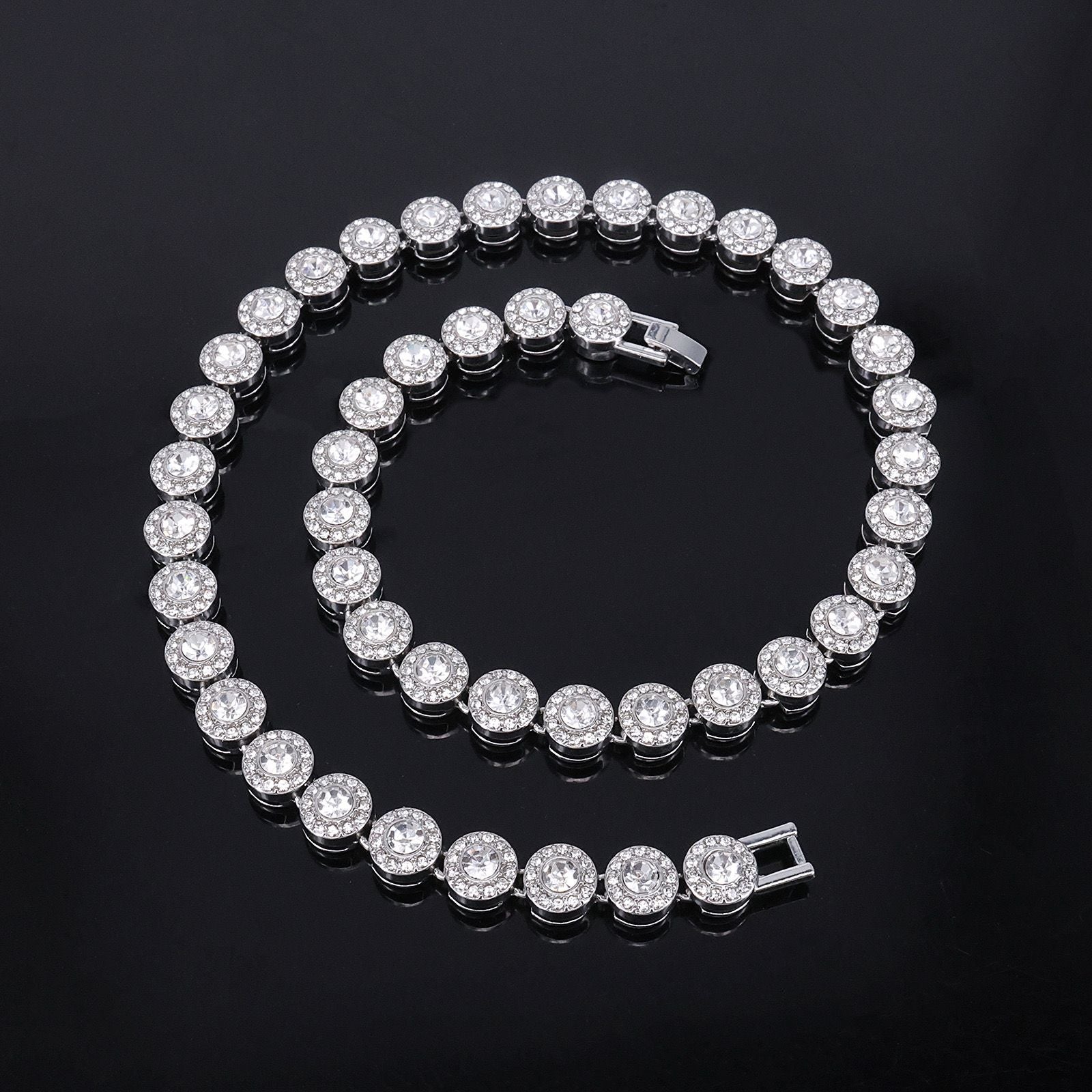 Diamond Round Mens Zirconia Necklace