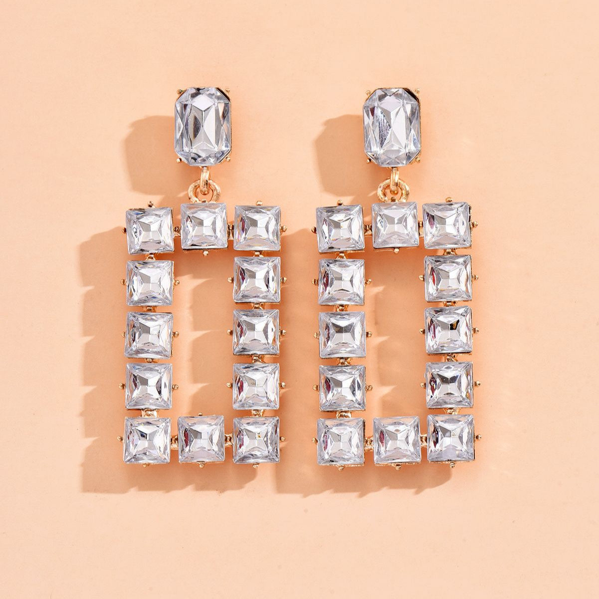 Framed diamond sparkle earrings