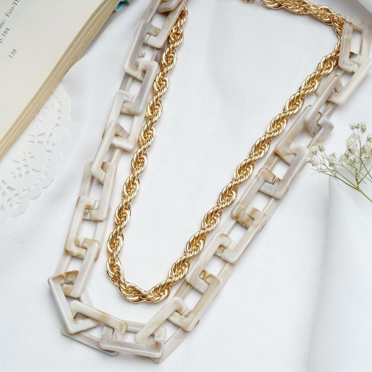 Double layer marble necklace