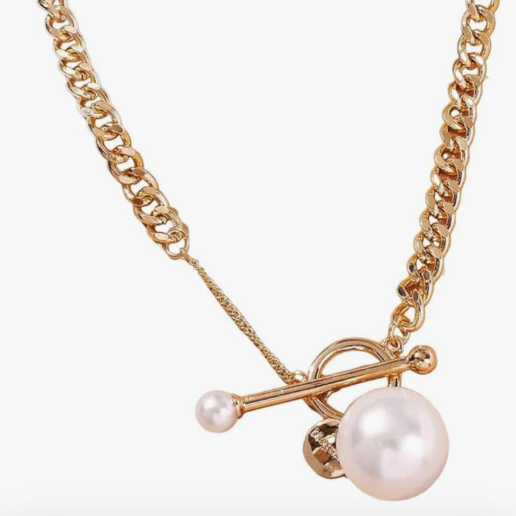 Pearl drop chain necklace