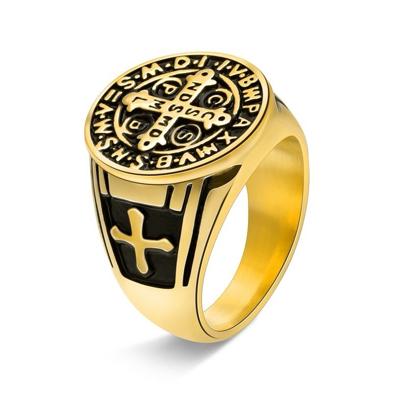 Titanium Saint Ring - 18K Gold Plating