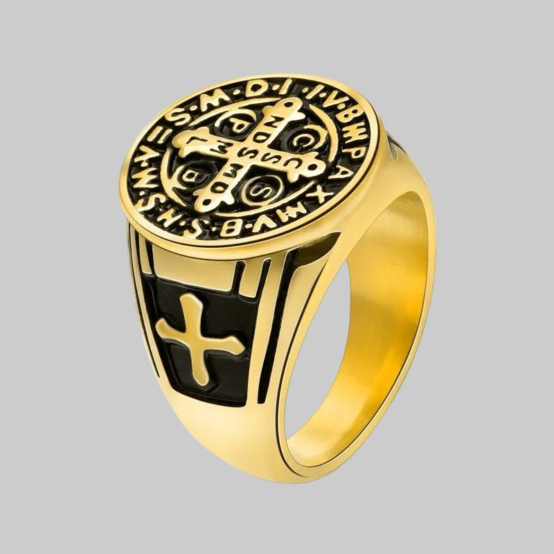 Titanium Saint Ring - 18K Gold Plating