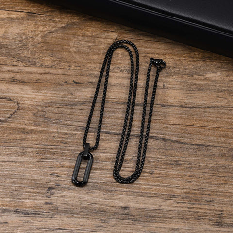 Black Steel Pendant - 18K Gold Plating
